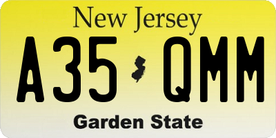 NJ license plate A35QMM