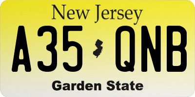 NJ license plate A35QNB