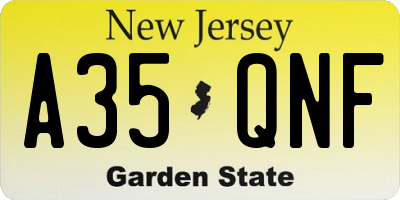 NJ license plate A35QNF