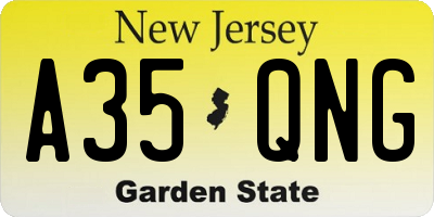 NJ license plate A35QNG