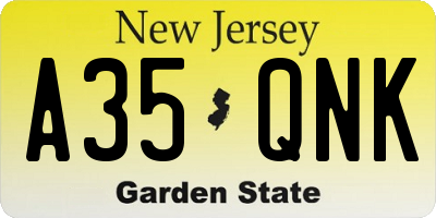 NJ license plate A35QNK