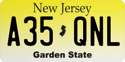 NJ license plate A35QNL