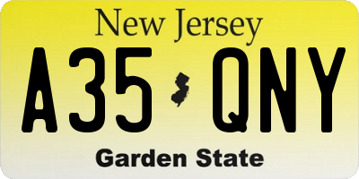 NJ license plate A35QNY