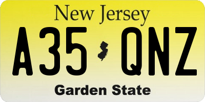 NJ license plate A35QNZ