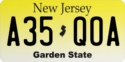 NJ license plate A35QOA