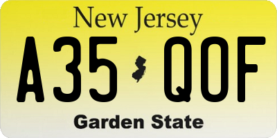 NJ license plate A35QOF