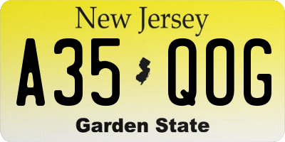 NJ license plate A35QOG