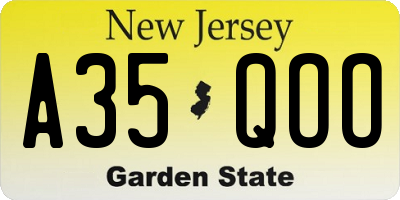 NJ license plate A35QOO