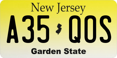 NJ license plate A35QOS