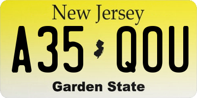 NJ license plate A35QOU