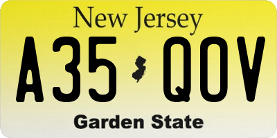 NJ license plate A35QOV