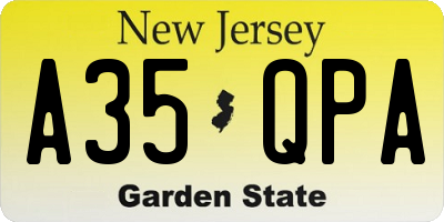 NJ license plate A35QPA
