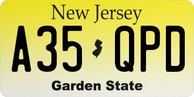 NJ license plate A35QPD