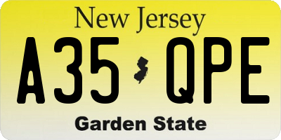 NJ license plate A35QPE