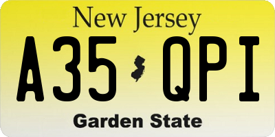 NJ license plate A35QPI