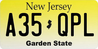 NJ license plate A35QPL