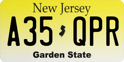 NJ license plate A35QPR