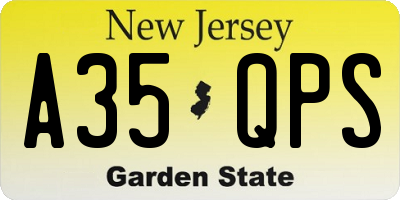 NJ license plate A35QPS