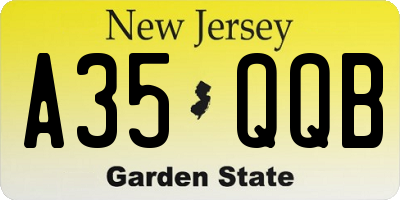 NJ license plate A35QQB