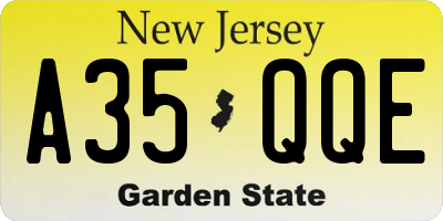 NJ license plate A35QQE