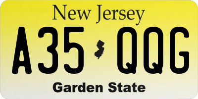 NJ license plate A35QQG