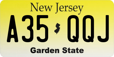 NJ license plate A35QQJ