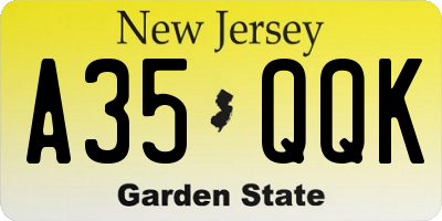 NJ license plate A35QQK