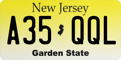 NJ license plate A35QQL
