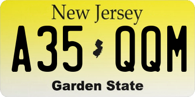 NJ license plate A35QQM