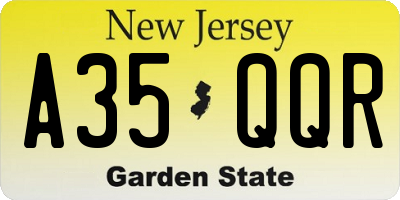 NJ license plate A35QQR