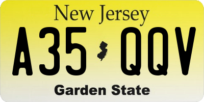 NJ license plate A35QQV