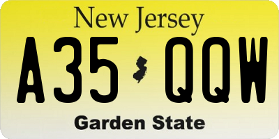 NJ license plate A35QQW