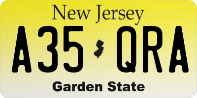 NJ license plate A35QRA