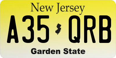 NJ license plate A35QRB