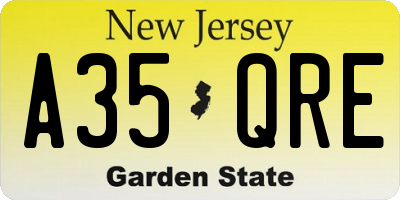 NJ license plate A35QRE