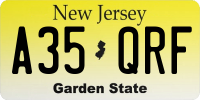 NJ license plate A35QRF