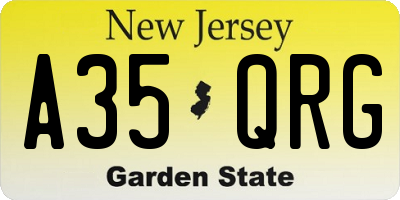 NJ license plate A35QRG