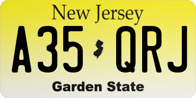 NJ license plate A35QRJ