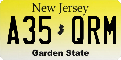 NJ license plate A35QRM