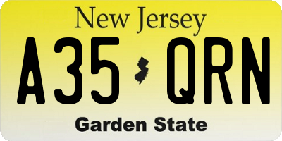 NJ license plate A35QRN