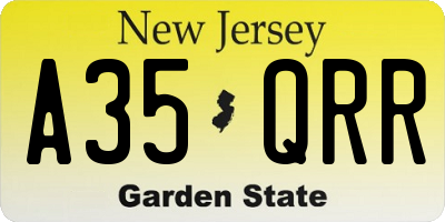 NJ license plate A35QRR