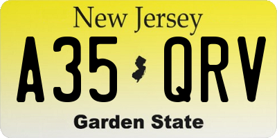 NJ license plate A35QRV