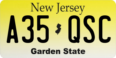NJ license plate A35QSC