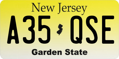 NJ license plate A35QSE