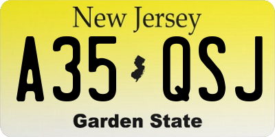 NJ license plate A35QSJ