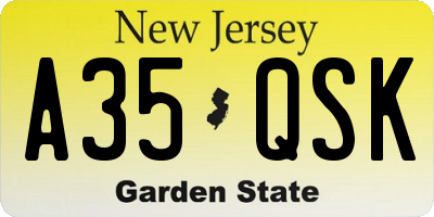 NJ license plate A35QSK