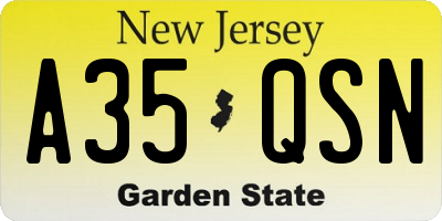NJ license plate A35QSN