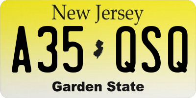 NJ license plate A35QSQ