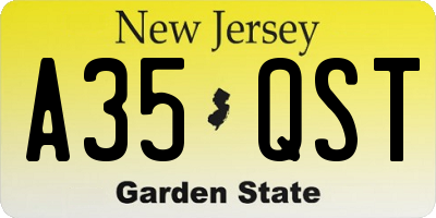 NJ license plate A35QST