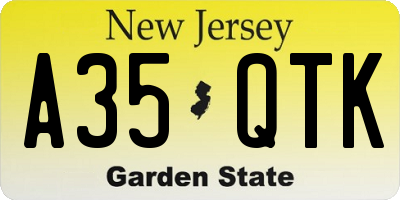 NJ license plate A35QTK